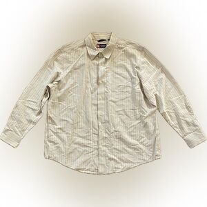 Chaps Beige Striped Casual Button Down Shirt
